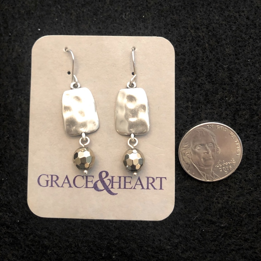 .925 Sterling Silver Earrings w/pyrite-nickel free